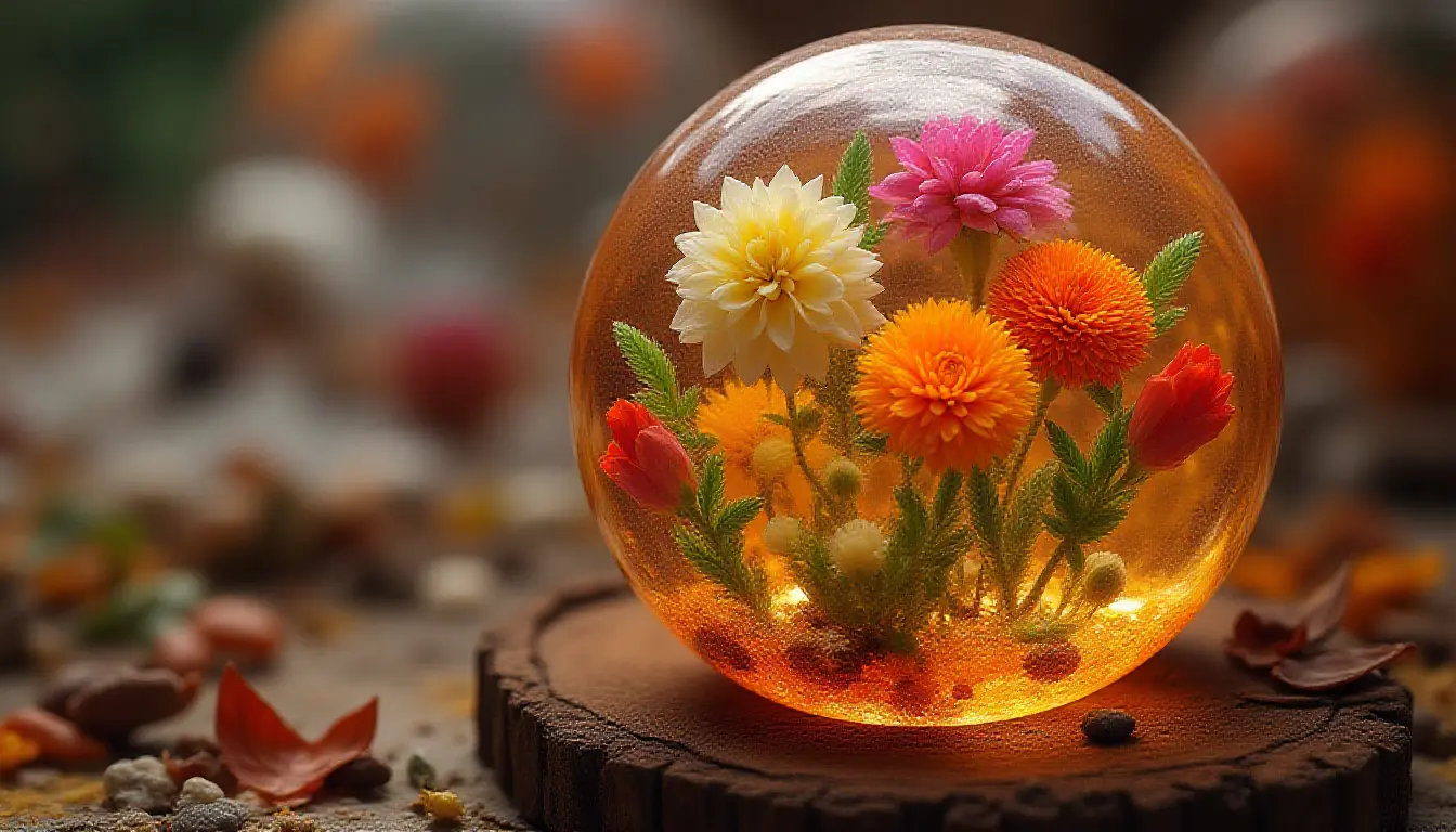 Flores encapsuladas en resina